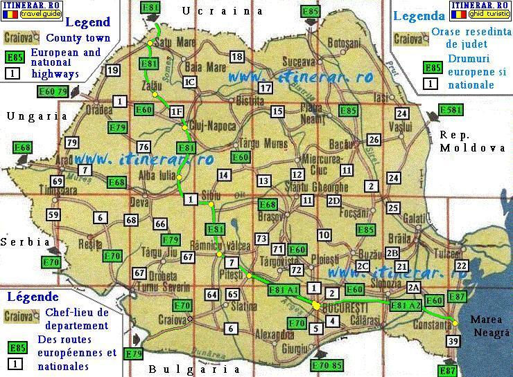 Itinerar, harta - Traseu E81